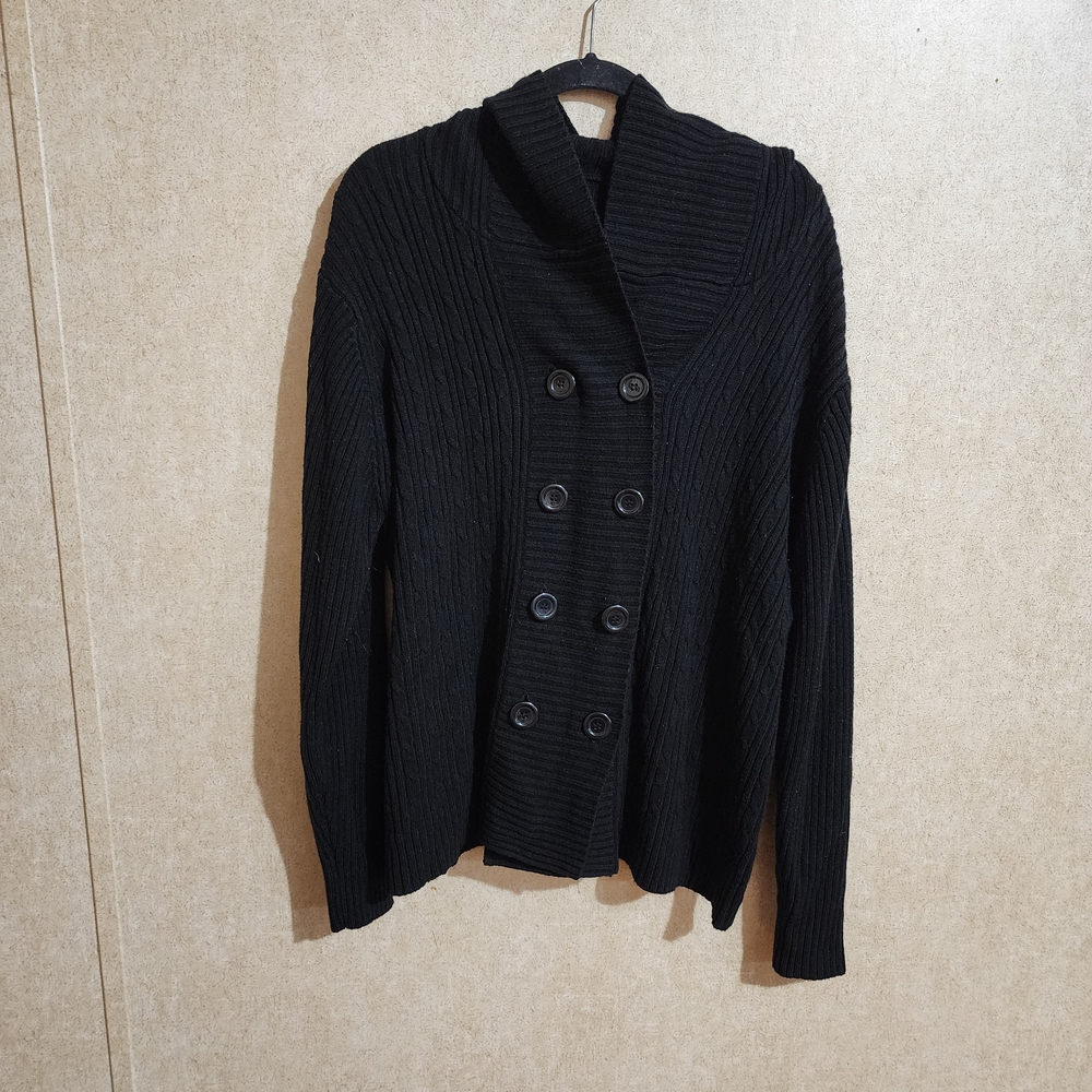 Black Double-Breasted Women's Sweater Size 2x